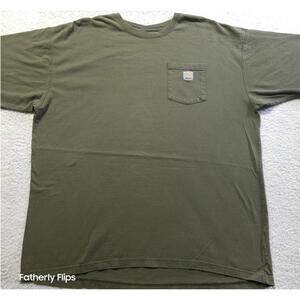 Carhartt Mens 2XL Tall Pocket T-Shirt Olive Green Original Fit Workwear